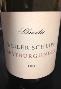 Schneider 2011 "Weiler Schlipf" Spätburgunder Trocken Qualitätswein